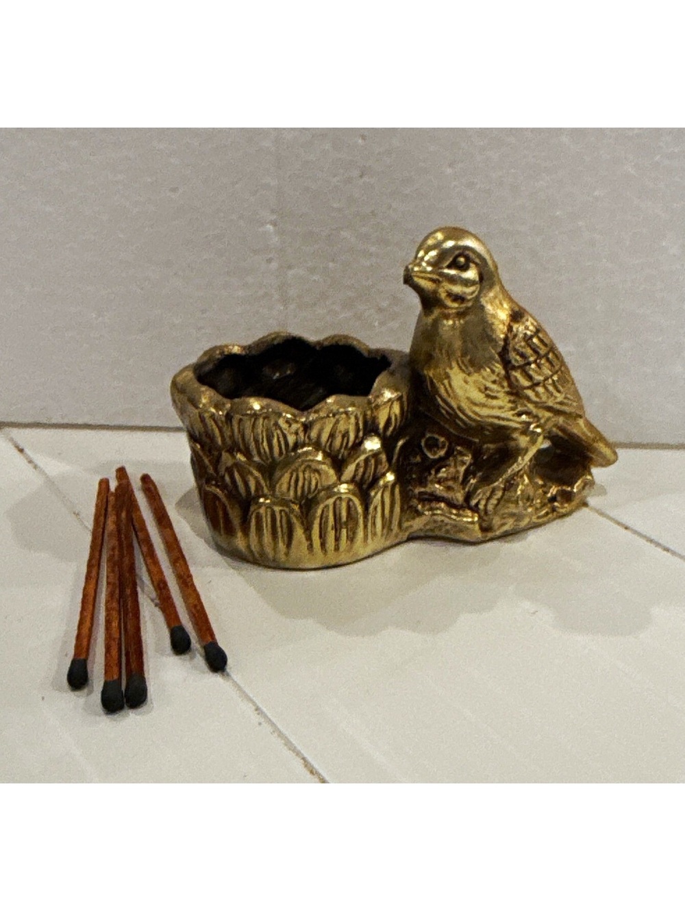 Trends Gold Ceramic Bird Tealight Candle Holder, Vintage 1970’s